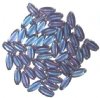50 16x6mm Transparent Montana Blue Lustre Narrow Flat Oval Beads